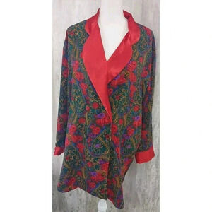 VTG Victoria's Secret Gold Label Shiny‎ Silk PJ Top Blouse Blazer Medium